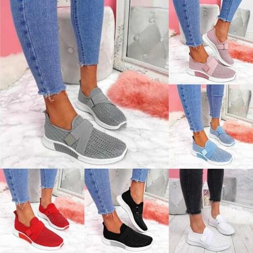 Womens Breathable Sneakers 2021 Summer Autumn Lightweight Flat Ladies Shoes Hollow Out Hook&Loop Female Casual Sandal 35-43Size