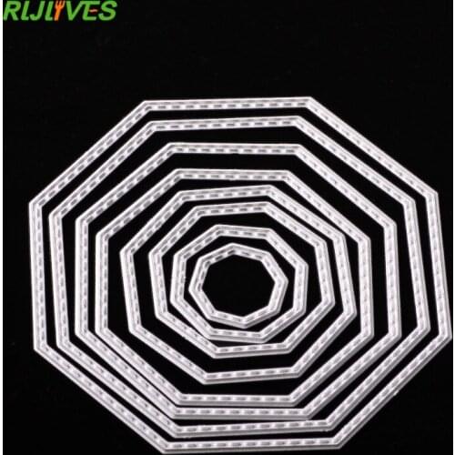 1Set(8Pcs) Octagon Metal Cutting Dies Stencils DIY Scrapbooking Album Decorative Embossing Paper Cards Die Cutting Template