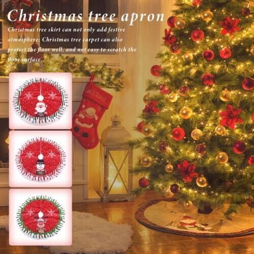 2020 Christmas Tree Skirt Living Room Bedroom Christmas Tree Round Carpet Non-woven Cloth Floor Rug 80cm Diameter