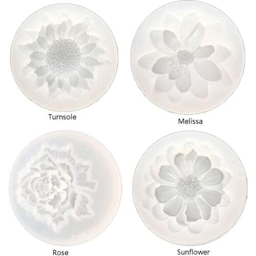 4Pcs Flower Epoxy Resin Mold Kits Camellia Sunflower Rose Pendant Mold Jewelry Making Tools