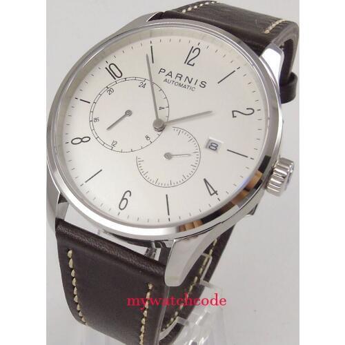 42mm Parnis white dial Sapphire glass stainless case Miyota automatic mens watch