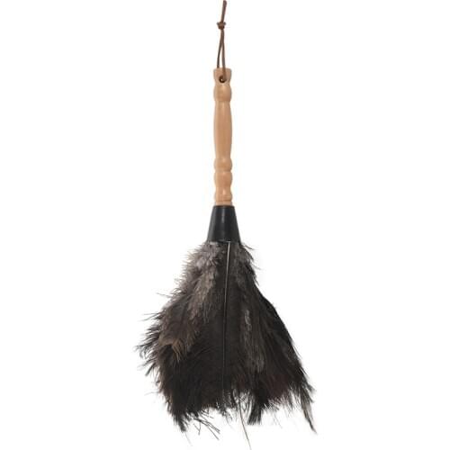 Anti-Static Ostrich Feather Fur Brush Duster Dust Cleaning Tool Wooden Handle Promotion