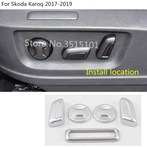 Car styling cover ABS matte seat adjustment main driving knob button switch trim 5pcs For Skoda Karoq 2017 2018 2019 2020
