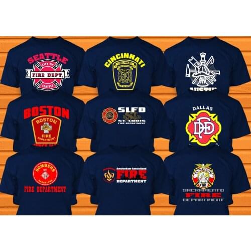 Hot Sale Men Cotton Fashion T-shirt New FireFighter Fireman Fire Dept Unisex Navy T Shirt Casual Tees Shirt Harajuku