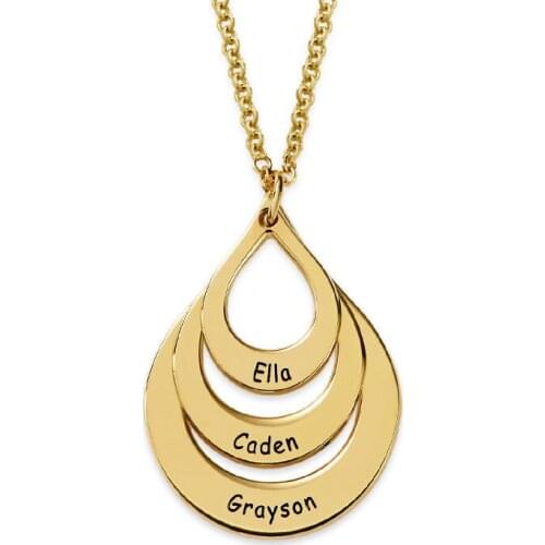 Personalized Jewelry Water Drop Family Name Necklaces Stainless Steel Customized Necklaces & Pendants Women Gift