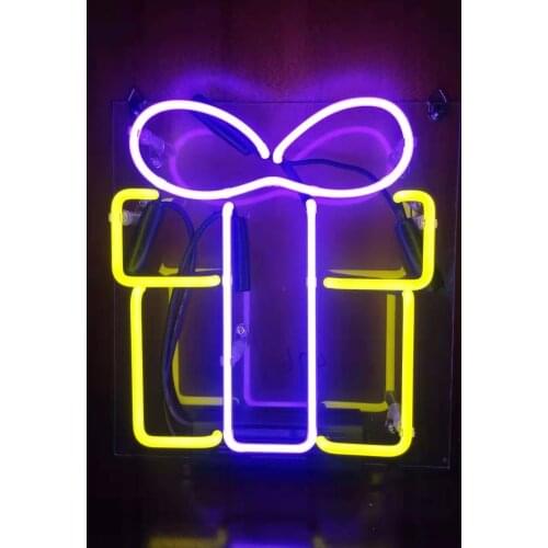 14“ Exquisite Gift Box Christmas Acrylic Custom Neon Light Lamp Sign Beer Bar Decorate Home Wall Room Windows Tube Artwork