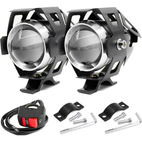 2PCS White motorcycle headlights auxiliary lamp U5 led motorbike spotlight accessories 12V moto DRL spot head lights