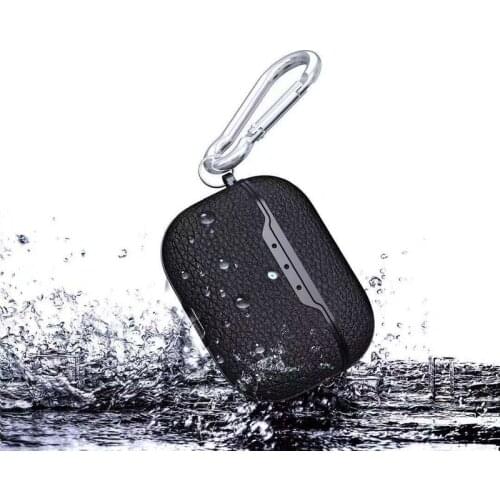 Litchi Leather Case For AirPods Pro Waterproof Shockproof Earphones Protective Cover For AirPods 3 2019 Cases with Keychain