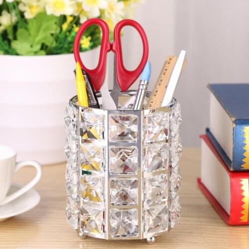 Crystal Makeup Organizer Metal Organizer Eyebrow Pencil Lipstick Holder Makeup Brush Holder Cosmetic European Style Storage Box
