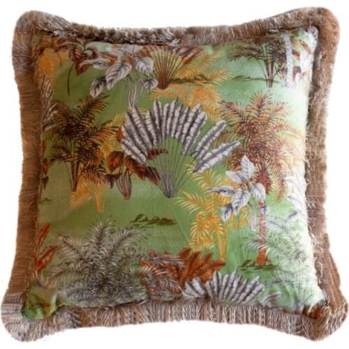 Square Pillowcase And Pillow Inside 450x450 Zippered Tropical Trees Velvet Fabric Frilly Models Decorative Sofa Home Cushions