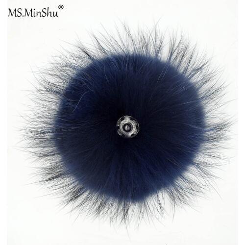 MS.MinShu Raccoon Fur Pom Poms For Hat Natural Fur Balls Fur Charm Plush Bobbles for Hat