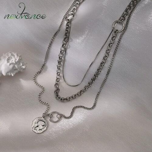 Nextvance Fashion Trends Stainless Steel Goth Necklace Value Three-Layer Detachable Chain Portrait Pendant Valentines Day Gift