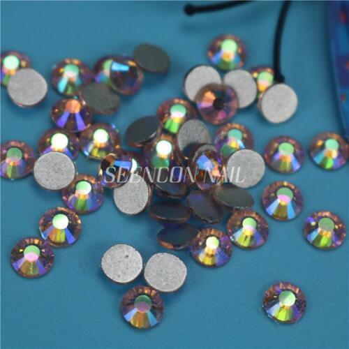 New 1440pcs/lot hot Light Peach AB flatback non-hotfix glue-on loose glitter rhinestone for nail art decoration nail crystals