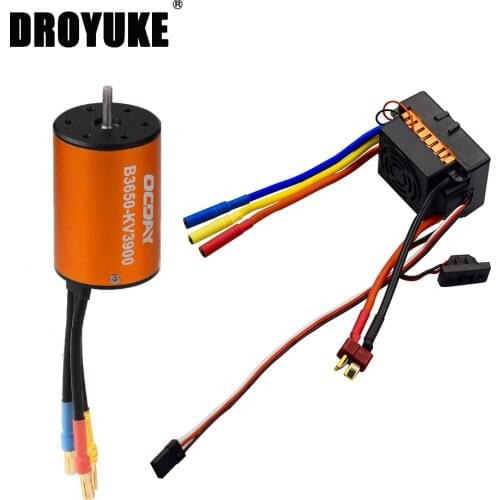 OCDAY 3650 3900KV 4 poles Sensorless Brushless Motor with 60A Electronic Speed Controller Combo Set for 1/10 RC Car and Truck