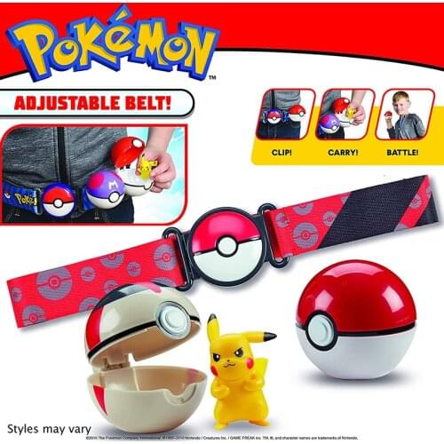 Genuine New Original Pokemon Toys Pokeball with Belt Action Figure Model Toy Retractable Belts Gifts for Children Kids In Box