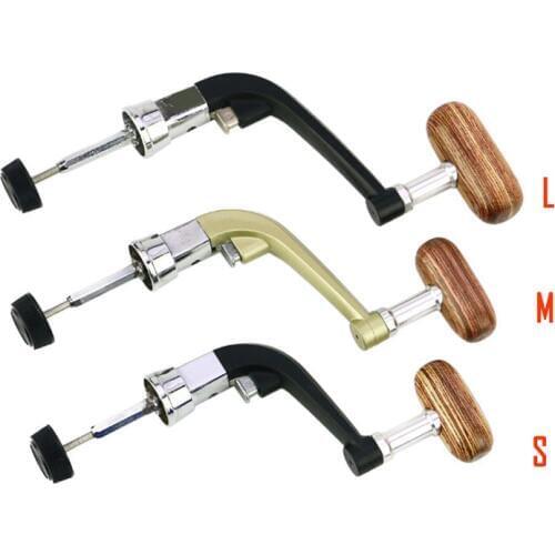 Half Full Metal Spinning Fishing Reel Handle Folding Replace 1000-7000 Spinning Wheel Wooden Knob Fishing Tackle
