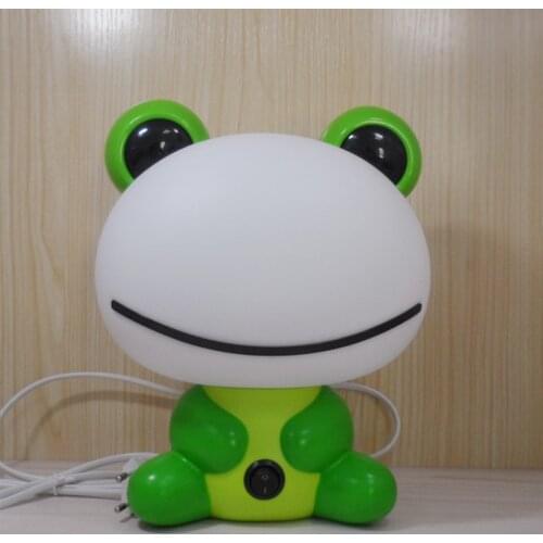 Children Bedroom Bedside Lamp Table Lamp 20W Cute Frog Eye Protection Table Lamp Plug-in Night Light for Kids, Green, Rose Red