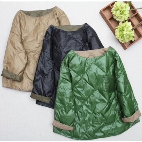 Spring Winter New Womens Lightweight Quilted Crew Neck Warm Loose Pullover Sleeve Down Jacket Outdoor Sport Ski Working Jacket