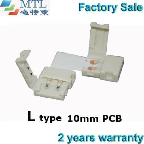 LED strip connector corner adapter L type, 50pcs/lot, 10mm PCB 2 pin for single color LED strip, Factory Wholesale