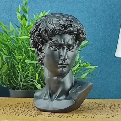 David Statue, Head Portraits, Michelangelo, Home Decoration, Resin Art Craft Room Decor, Sculpture, Black Color