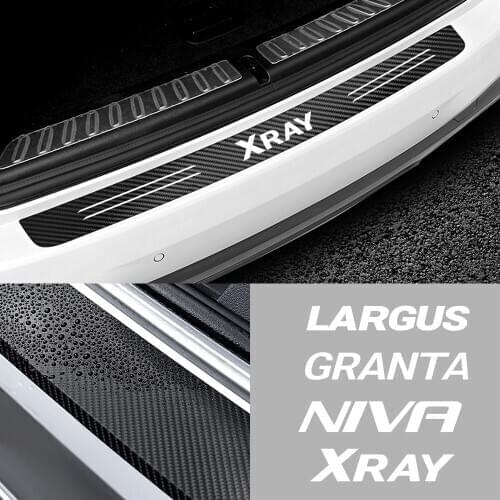 Car Styling Carbon Fiber Car Trunk Rear Bumper Protection Sticker For Lada Kalina Priora Granta Samara 2110 Niva Xray Niva