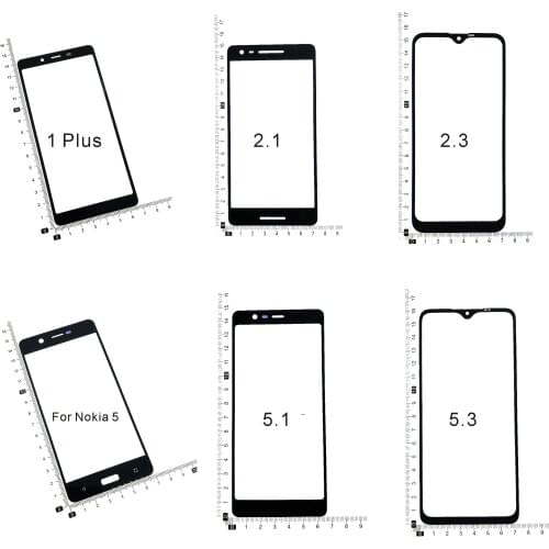 Front Panel Glass For Nokia 1 Plus 1P 2.1 2.3 5 5.1 5.3 Front Glass Screen Outer Glass Cover Panel Replacement