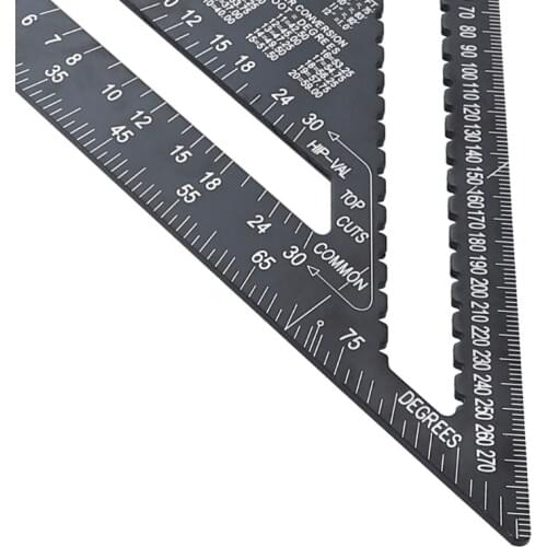 7/12 Inch Aluminium Alloy Triangular Measuring Ruler Woodworking Carpenter Square Angle Protractor Layout Tool