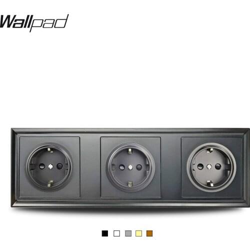 Wallpad 5 Colors Triple EU Wall Power Socket 3 Way Black White Grey Gold Brown L6-P70 Plastic Palace Style, 258 * 86 mm