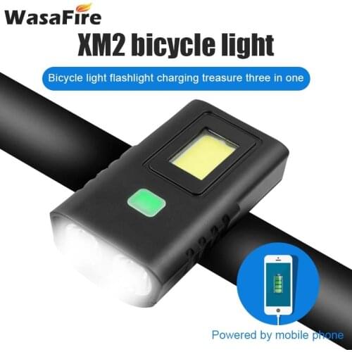 WasaFire 3000 Lumens Bicycle Light USB Rechargeable Bike Light 2* XM-L2 + 1* COB LED Cycling Flashlight built-in 1800mAh Battery