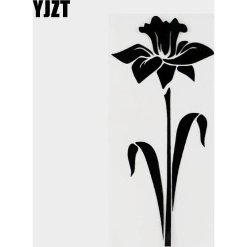 YJZT 7.5CM×16.9CM Daffodil Flower Silhouette Decal Vinyl Car Sticker Black/Silver 18B-0064