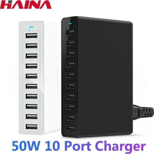 50W 10 Ports Charger Station Multi USB Charger Dock Station With AC Power cable For iphone X XS MAX Portable universal charger