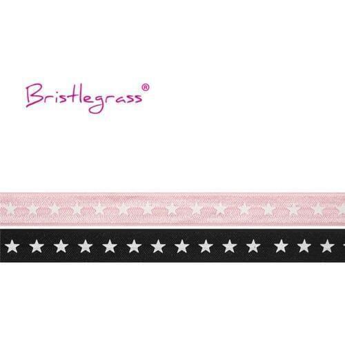 BRISTLEGRASS 100 Yard by Roll 5/8" 15mm White Star Print Foldover Elastic FOE Spandex Satin Band Headband Tutu Dress Sewing Trim