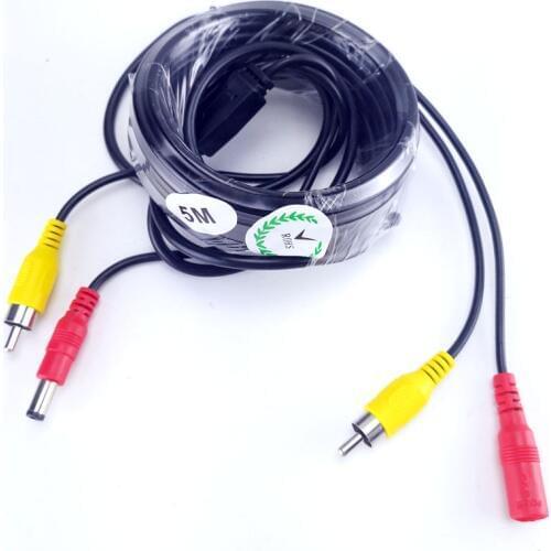 2in1 CCTV Camera audio / Video Cable DC + RCA port cable for audio microphone or rca video camera by 5m / 10m / 15m / 20m