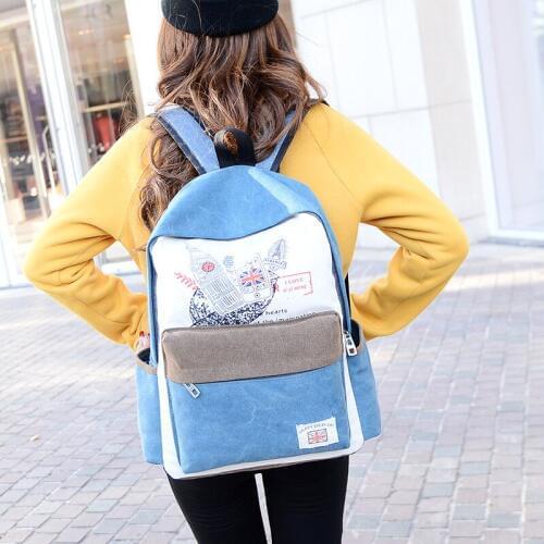 2015 Men Women Laptop Backpack School Bags College Girls Patchwork Denim Backpack Notebook Computer Backpacks