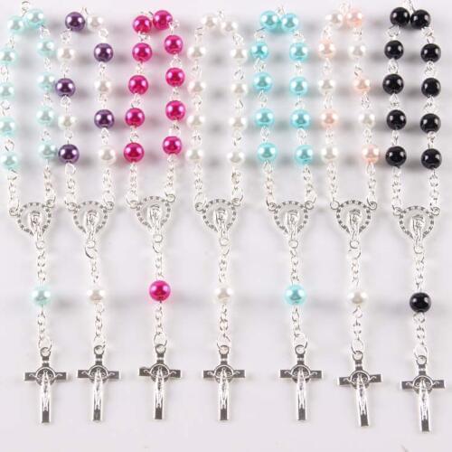 6MM Glass Pearl Catholic Rosary Bracelet Glass Beads Decade Rosary Many Colors 12 Pcs/ Lot