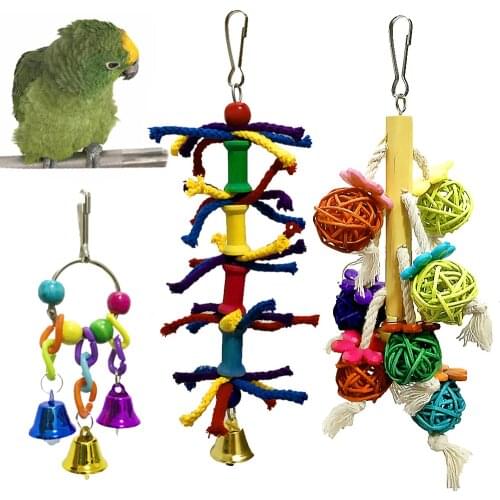 Parrot Combination Toys Bird Chewable Bite Climbing Rope Swing Cotton Rope Bite String 6Pcs Set Toys For Parrots Game In Cage