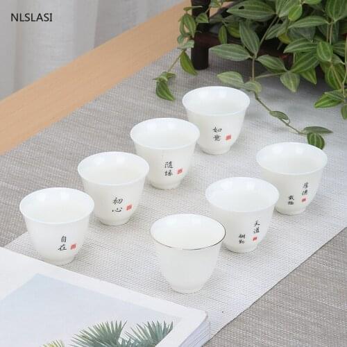6 pcs/set Suet jade Ceramic teacup Handmade small tea bowl chinese porcelain Tea set Accessories portable Personal Single Cup