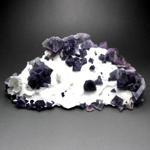 968g Purple-Green Fluorite Cluster on Quartz Matrix - crystals and stones healing Mineral specimen Home Decor feng shui