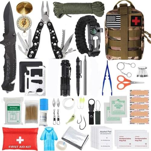First Aid Kit Survival Kit Molle Pouch Tactical Gear Emergency Kits Trauma Bag for Camping Hiking Boat Hunting and Earthquake