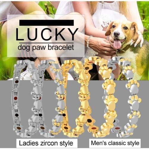 316L Stainless Steel Lucky dog paw bracelet Magnetic Therapy Energy Bracelet for Women Fashion Jewelry Relieve Arthritis Pain