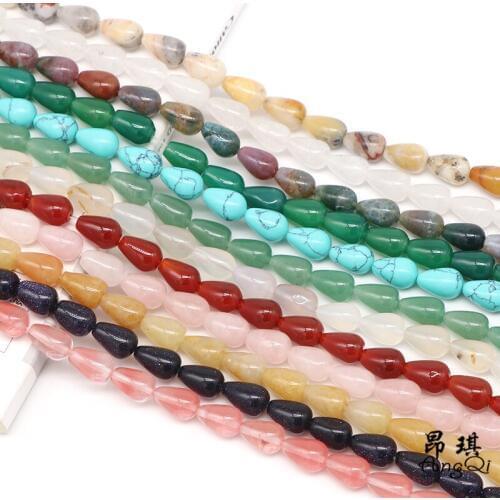 Natural Gray Agates Drop-shape Beads Bracelets Natural Chalcedony Gold Sand Stone accessory beads DIY Bracelets Jewelry making