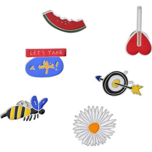 BLUELANS Watermelon Daisy Arrow Enamel Brooch Jacket Shirt Badge Pins Fashion Jewelry 6 Styles