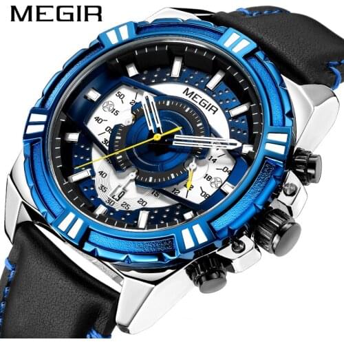 MEGIR Mens Watches Top Brand Luxury Quartz Watch Men Causal Waterproof Chronograph Sport Watch Fashion Business Men Watches