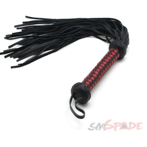 40cm black&red handle leather flogger, handmade horse whip, Horse racing flogger, free shipping knout