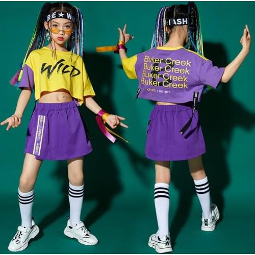 2021 Children Jazz Dance Costumes For Kids Short Sleeved Skirts Hip Hop Rave Clothes Ballroom Hiphop Dancing Clothes DN8382