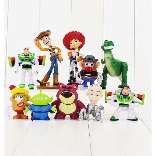 4-9cm 10pcs/lot Toy Story Woody Buzz Lightyear Jessie Mini Cute Decoration Doll PVC Action Figure Collection Model Toy Kids Gift