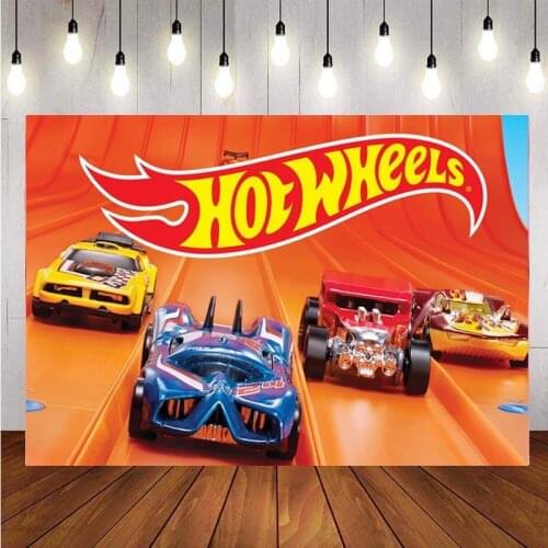 Racing Car Backdrop Hot Wheels Wild Racer Runway Boy 1st Birthday Party Custom Photography Background Photo Booth Decor Supplies
