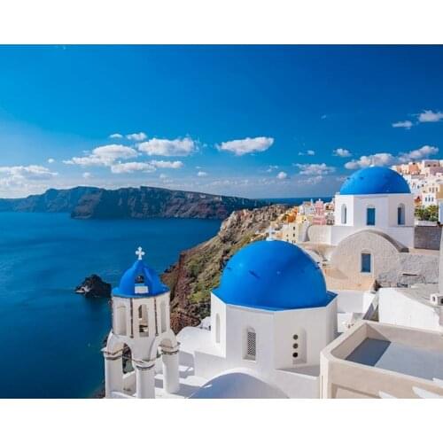 GATYZTORY Painting By Numbers Beautiful Santorini Oil Paint Acrylic Paint By Number Landscape Coloring Picture For Home Decor Ar