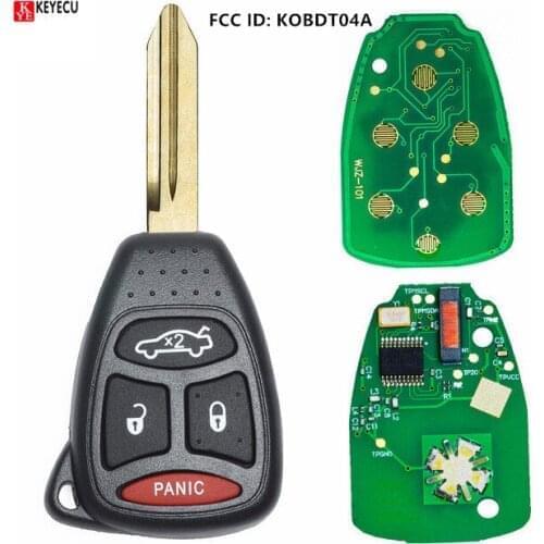 Keyecu New 3+1 Button With Chip ID46 Replacement Remote Key Fob for Chrysler Aspen, Dodge Durango, Jeep Liberty FCC ID: KOBDT04A