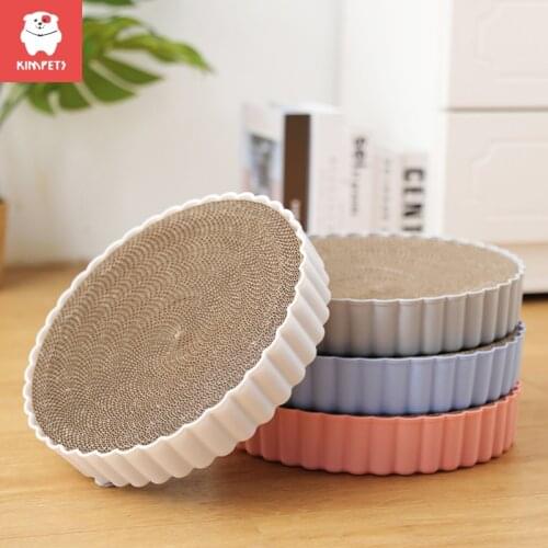 KIMPETS Cat Scratcher Board Round Scratching Pad Cats Toy Kitten Corrugated Cardboard Catnip Scrapers Claw Grinder Pet Toys